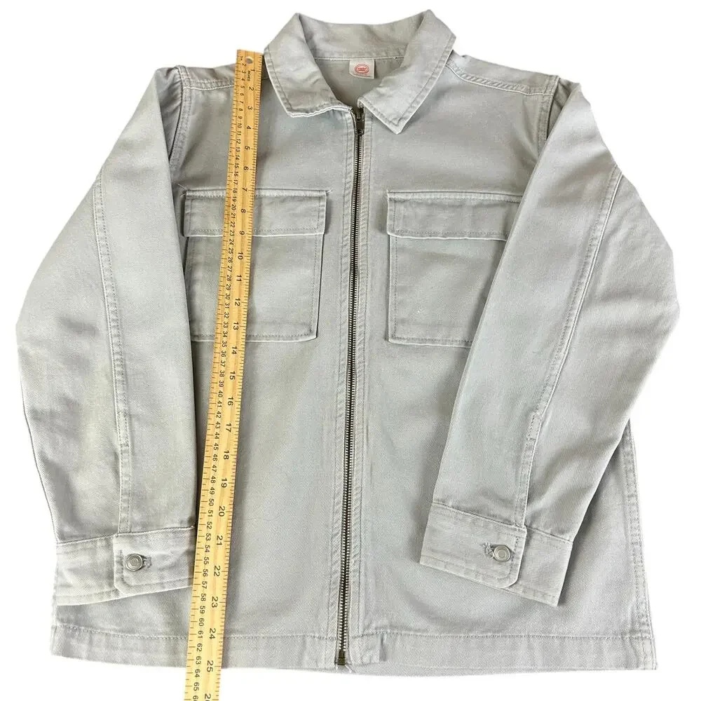 Wonder Nation Twill Jacket Kids Sze XL Light Gray Utility Chest Pockets Full Zip